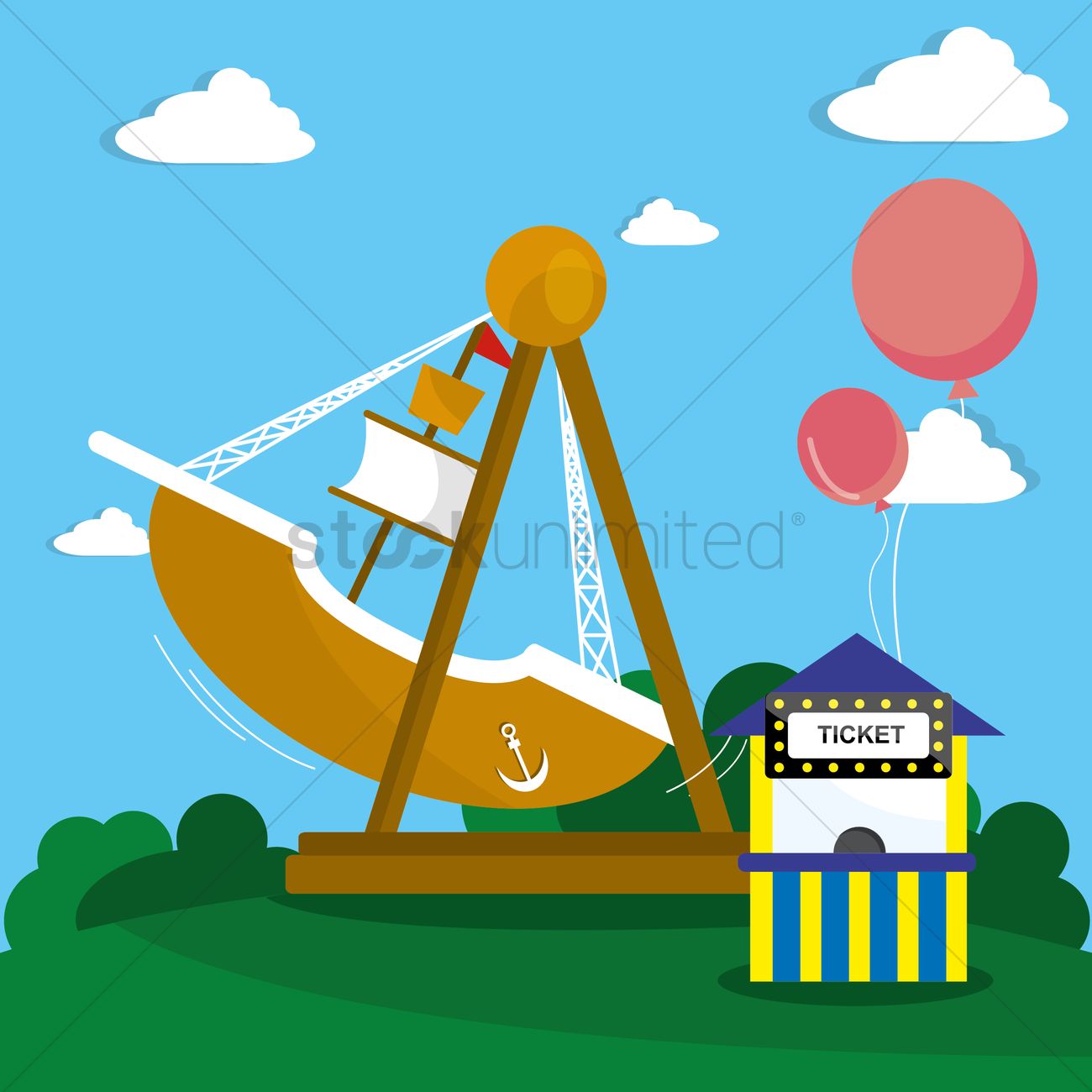 1300x1300 Pirate Ship Ride Vector Image