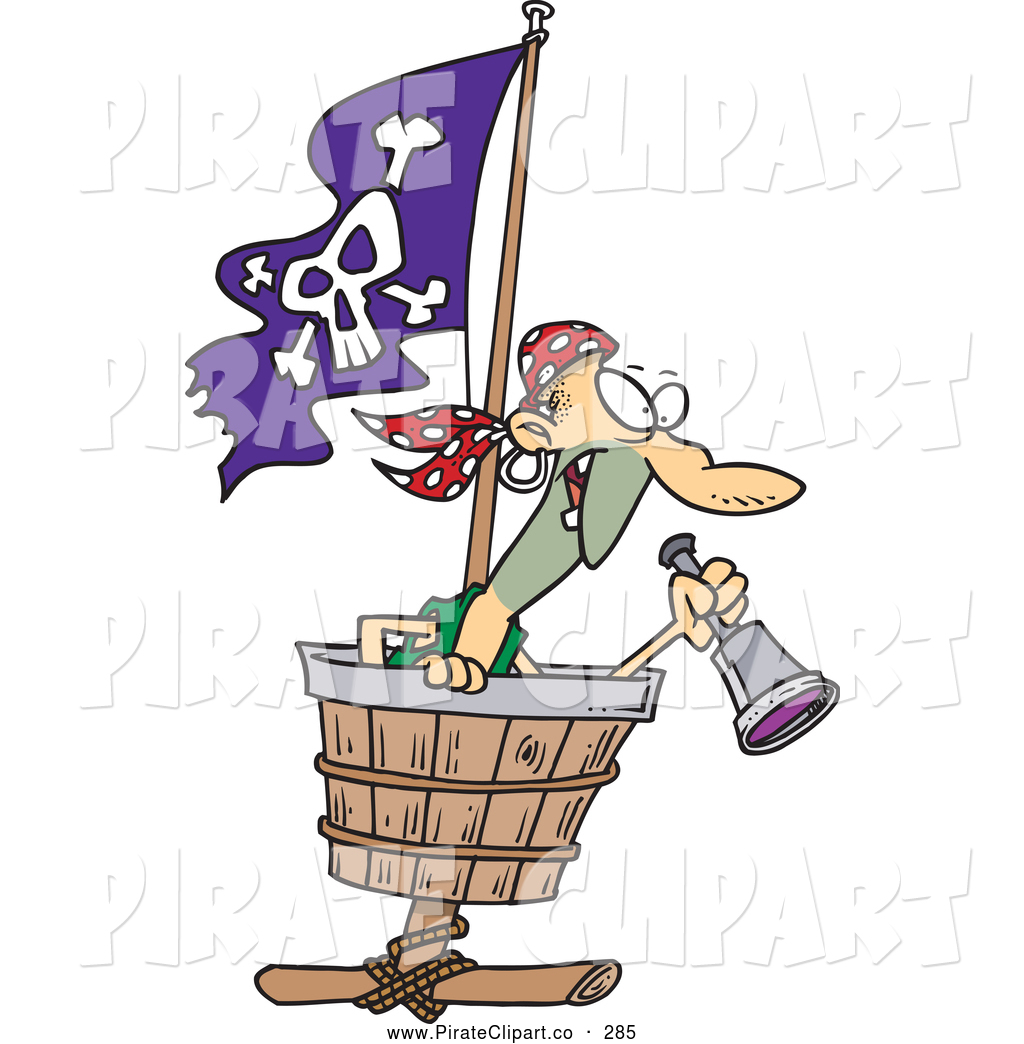 1024x1044 Vector Clip Art Of A Cartoon Pirate Looking Out In A Crows Nest By