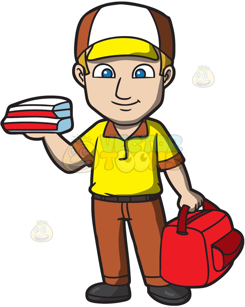 819x1024 A Pizza Delivery Guy Cartoon Clipart