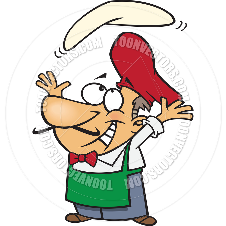 940x940 Cartoon Chef Tossing Pizza Dough By Ron Leishman Toon Vectors