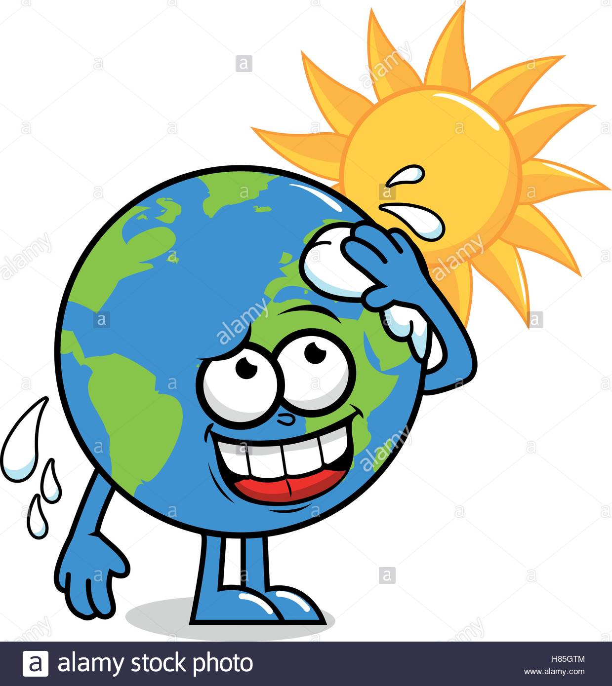 1239x1390 Cartoon Planet Earth Character In Front Of A Burning Sun Wiping