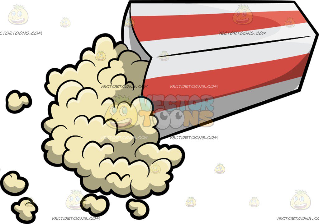 1024x721 A Toppled Movie Popcorn Cartoon Clipart
