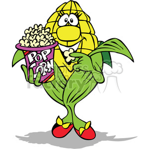 300x300 Royalty Free Cartoon Popcorn Character 387849 Vector Clip Art