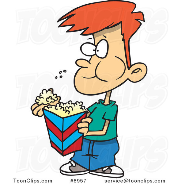581x600 Cartoon Boy Eating Popcorn