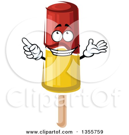 450x470 Clipart Of A Cartoon Red And Yellow Popsicle Character