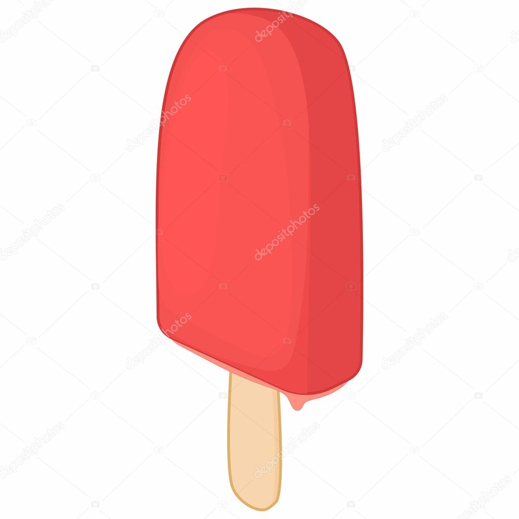 1024x1024 Frosty Red Fruit Popsicle Icon, Cartoon Style Stock Vector