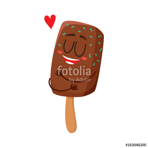 500x500 Funny Smiling Ice Cream On Stick, Popsicle Character Hugging
