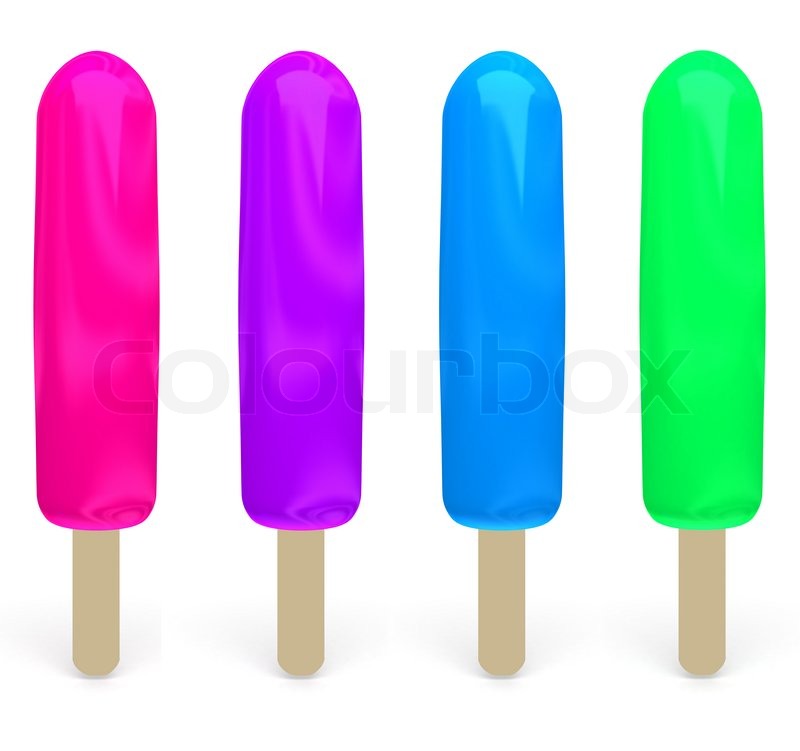 800x751 Set Of Color Popsicles Isolated On White Background Stock Photo