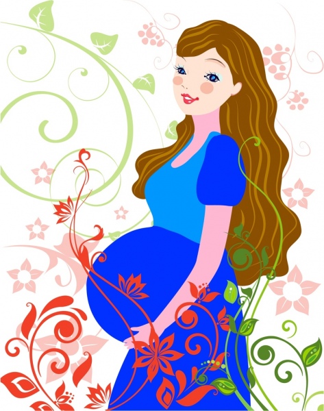 473x600 Pregnant Mother Background Colorful Cartoon Design Vector Cartoon