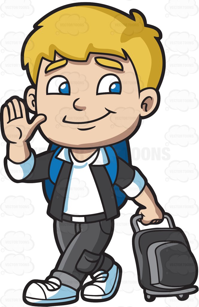 665x1024 A Boy Leaving For The Airport Cartoon Clipart