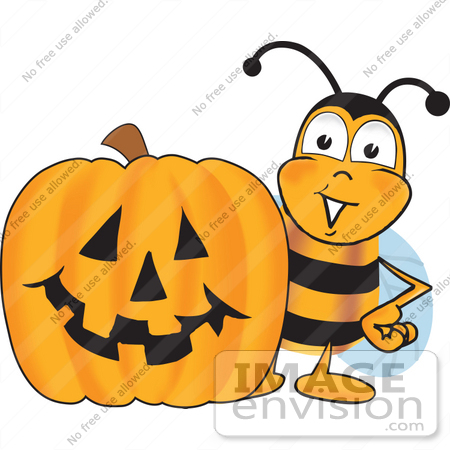 450x450 Clip Art Graphic Of A Honey Bee Cartoon Character With A Carved