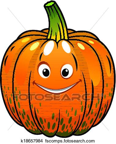 380x470 Clipart Of Smiling Cartoon Fall Pumpkin K18657984