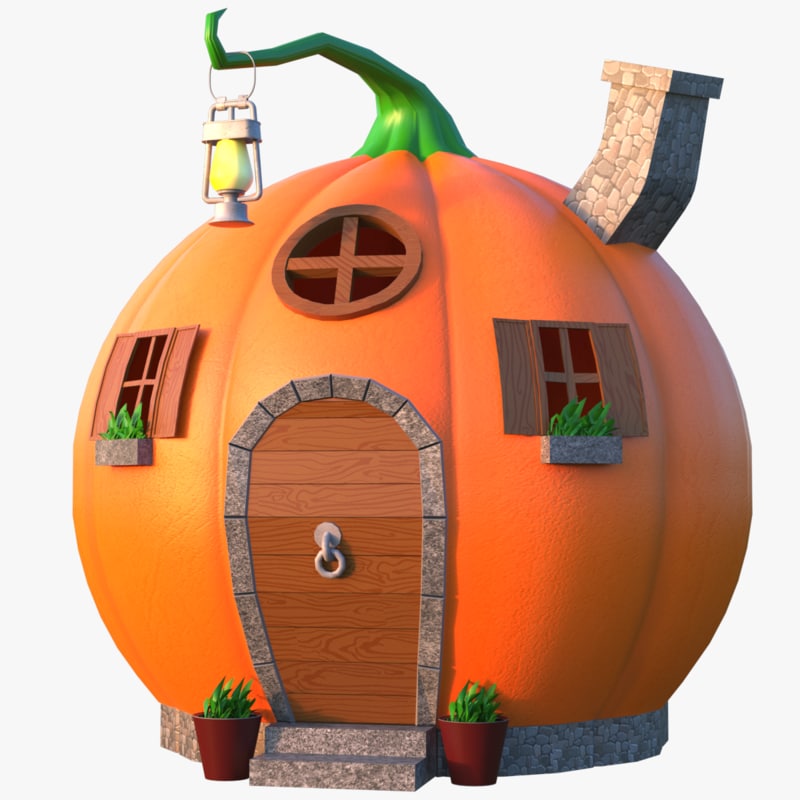 800x800 Pumpkin Cartoon House 3d Model