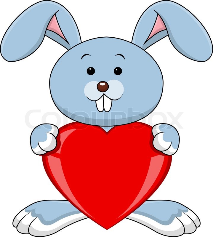 719x800 Funny Rabbit Cartoon Holds Love Heart Stock Vector Colourbox