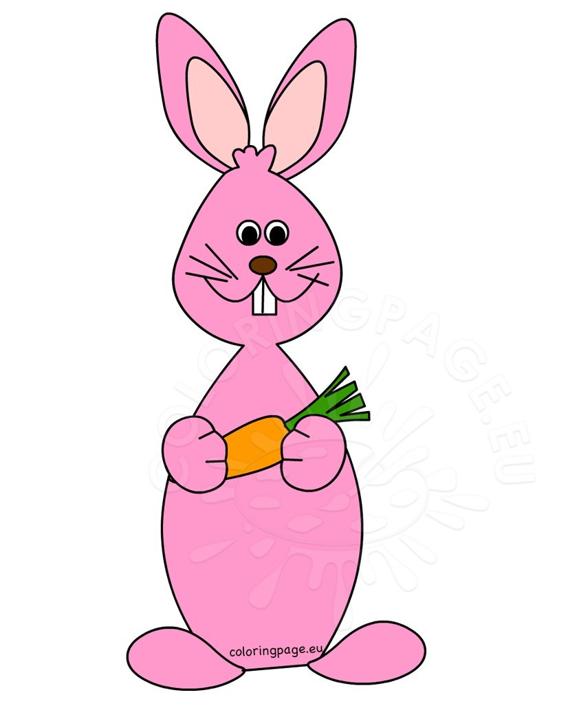 826x1030 Pink Rabbit Cartoon With Carrot Coloring Page