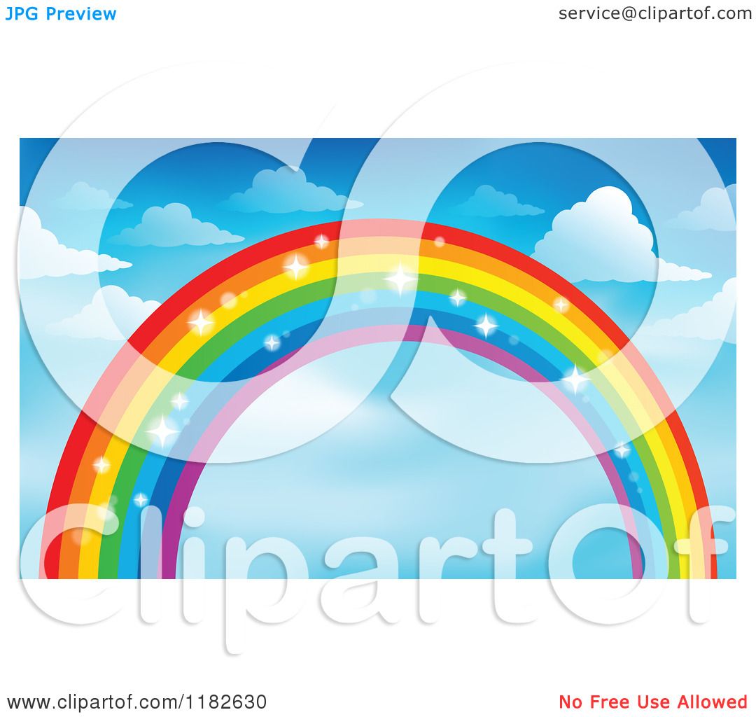 1080x1024 Cartoon Of A Sparkly Rainbow And Clouds In A Sky