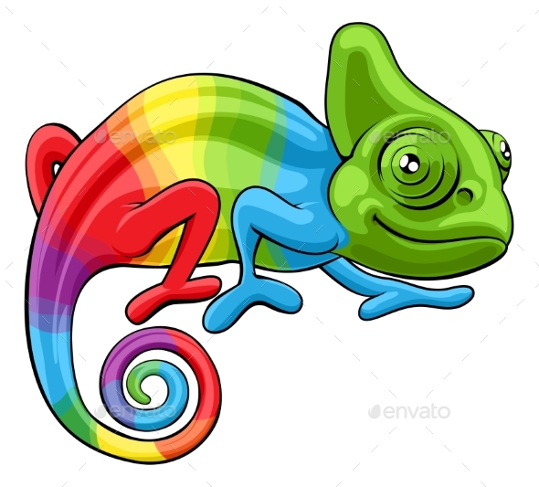 590x533 Chameleon Cartoon Rainbow Character By Krisdog Graphicriver