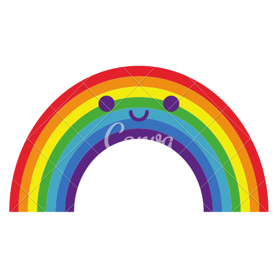 550x550 Cartoon Cute Happy Rainbow Isolated On White Background