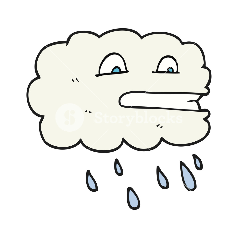 1000x1000 Freehand Drawn Black And White Cartoon Rain Cloud Royalty Free