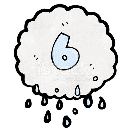 440x440 Cartoon Rain Cloud With Number Six Stock Vector