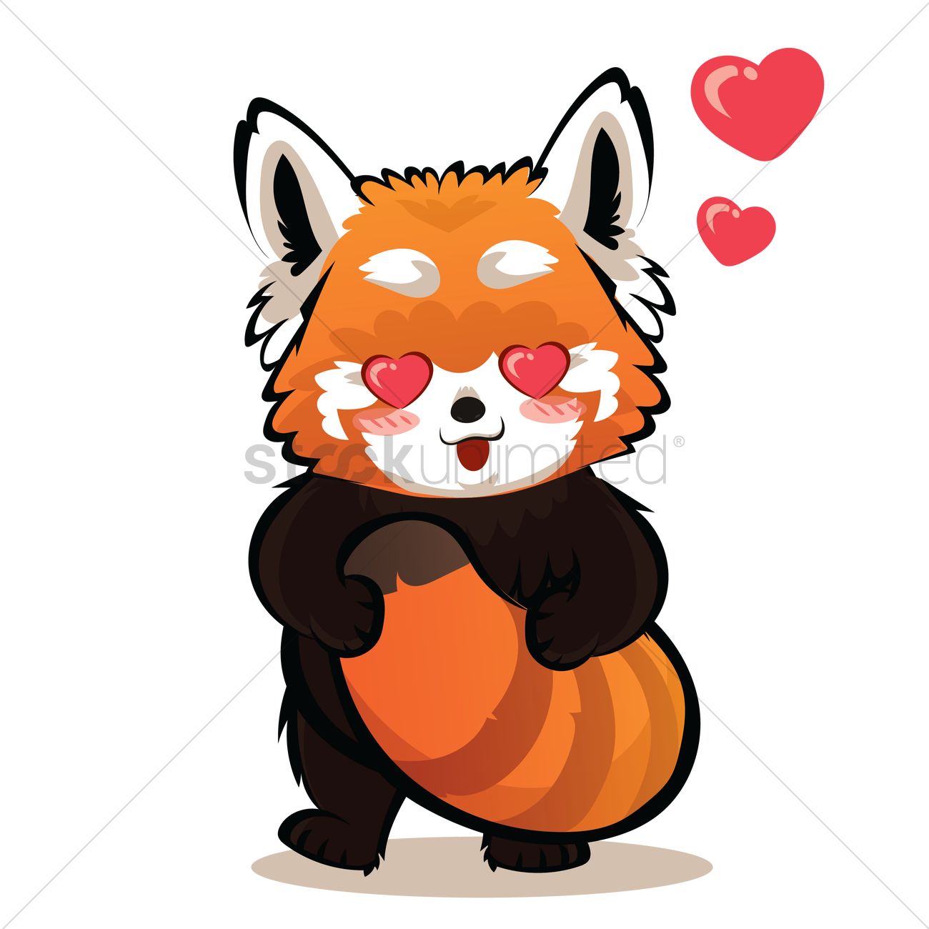 1300x1300 Cartoon Red Panda In Love Vector Image