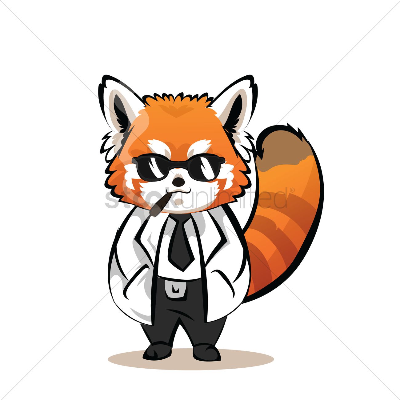 1300x1300 Cartoon Red Panda In White Coat Vector Image