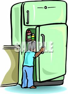 217x300 Young Boy Looking In The Refrigerator Clipart Image