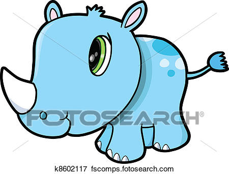 450x342 Clip Art Of Cute Rhino Safari Animal Vector K8602117