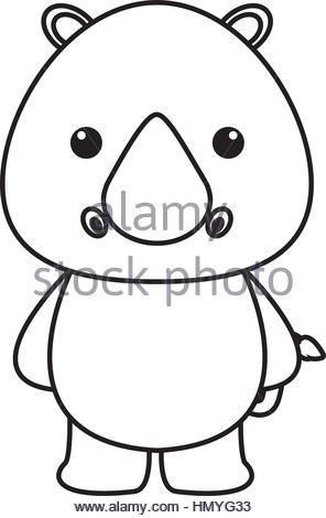296x470 A Rhino Safari Animals Cartoon Character Stock Photo, Royalty Free