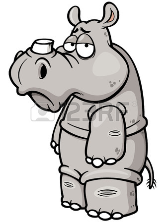 338x450 Cartoon Funny Rhino Isolated On White Royalty Free Cliparts