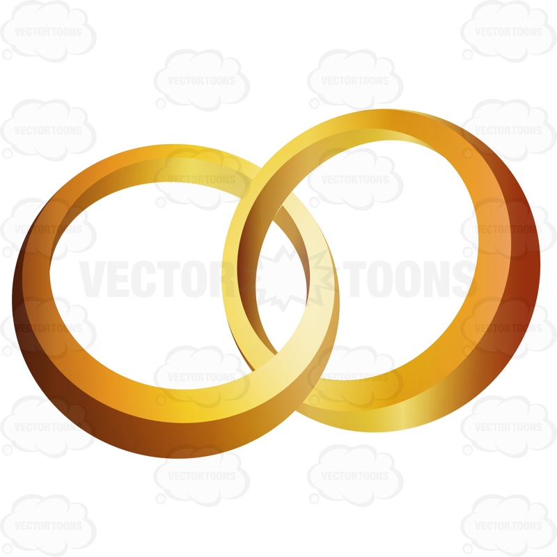 800x800 Two Gold Rings Interlocked Cartoon Clipart