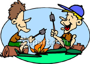 300x213 Roasting Marshmallows Over An Open Fire Royalty Free Clipart Picture