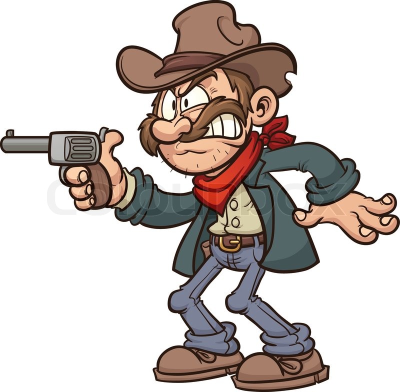 800x784 Cartoon Gunslinger Cowboy. Vector Clip Art Illustration