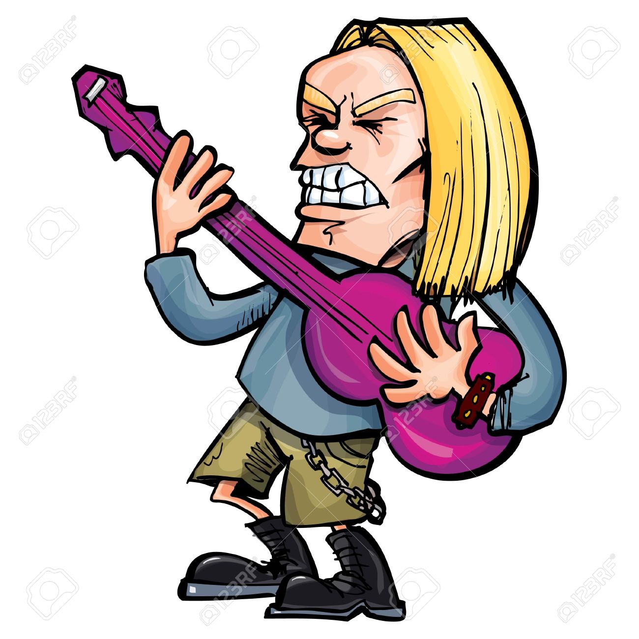 1300x1300 Cartoon Rock Singer With Guitar.isolated On White Royalty Free