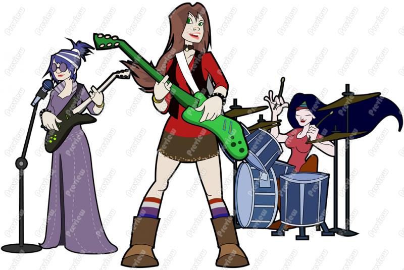 800x535 Girl Rock Band Character Clip Art