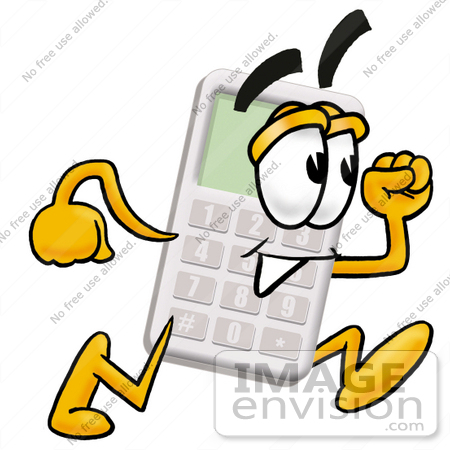 450x450 Clip Art Graphic Of A Calculator Cartoon Character Running