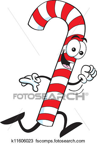 319x470 Clipart Of Cartoon Running Candy Cane K11606023