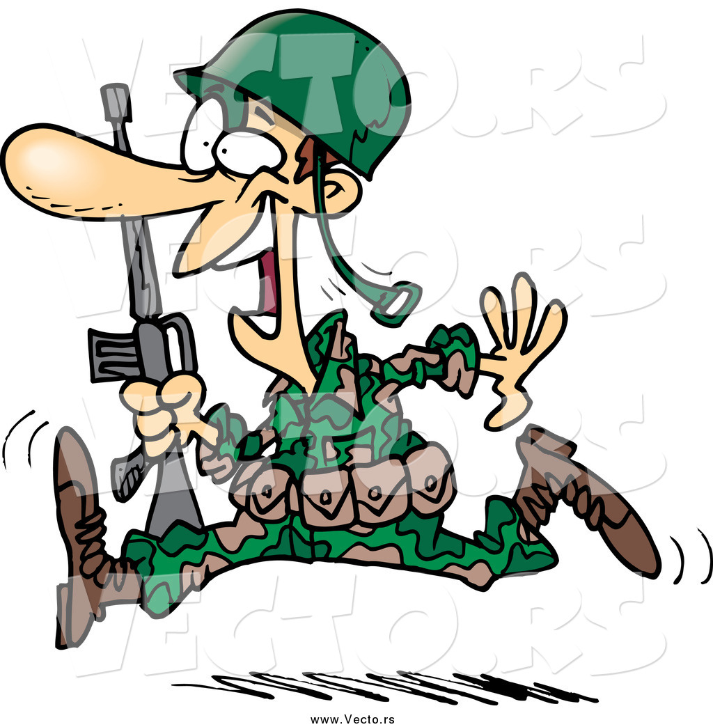 1024x1044 Vector Of A Cartoon Running Happy White Male Marine Soldier By