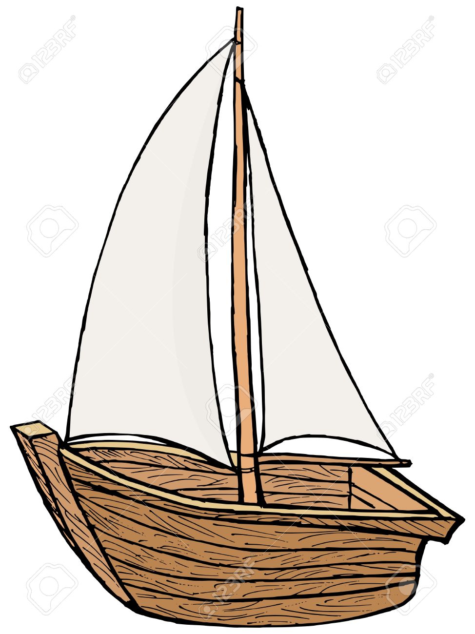 974x1300 Drawn Sailing Boat Cartoon