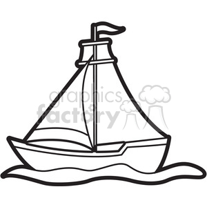 300x300 Royalty Free Cartoon Sailboat Outline 397944 Vector Clip Art Image
