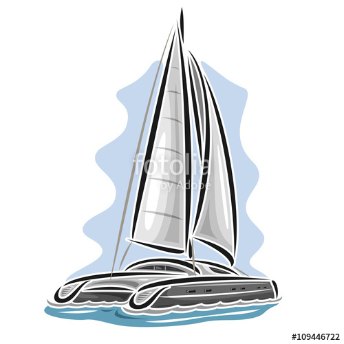 500x500 Vector Logo Sailing Catamaran, Sailboat, Sailer, Sloop, Ship, Sail