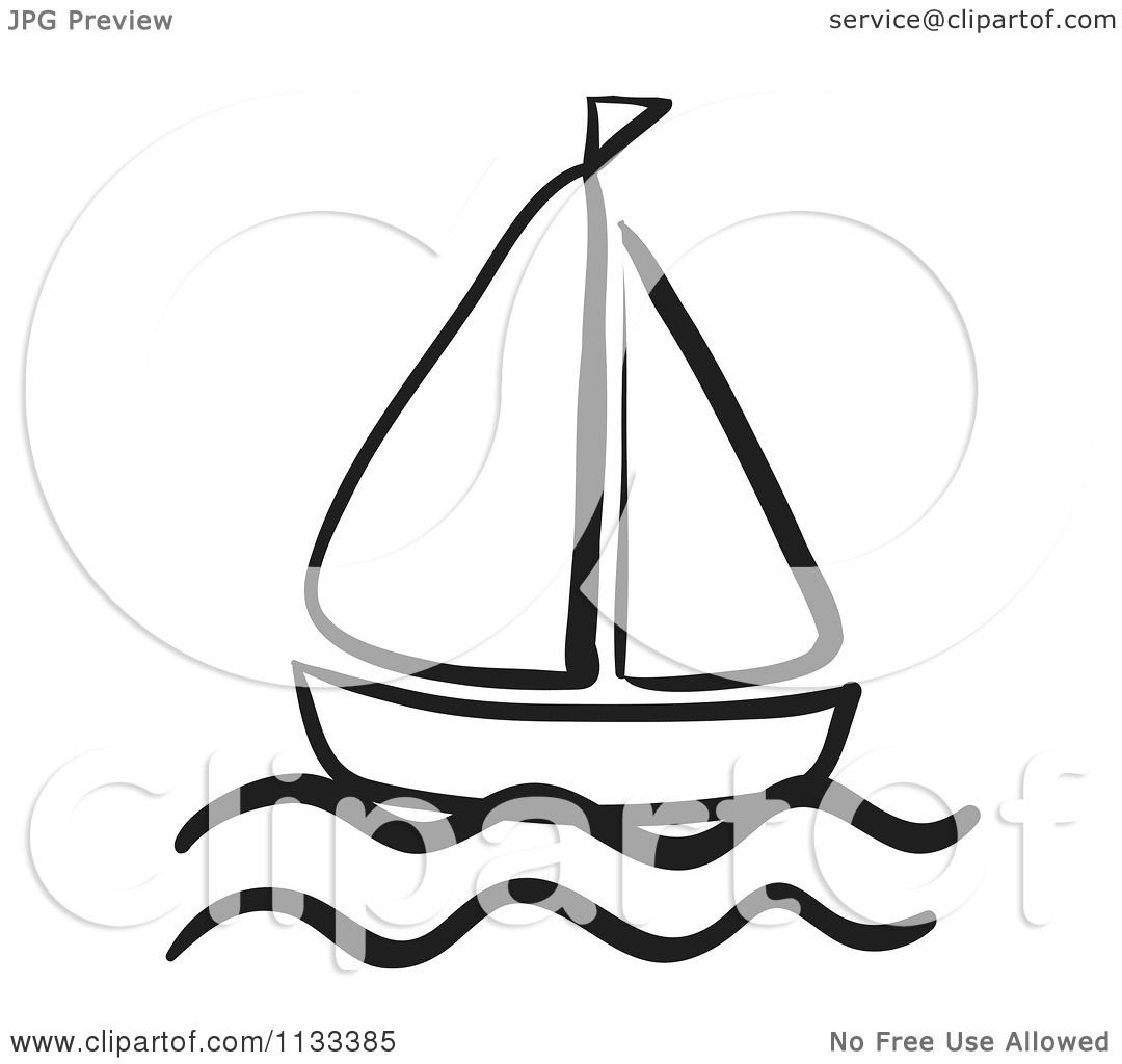 1080x1024 Cartoon Of An Outlined Sailboat