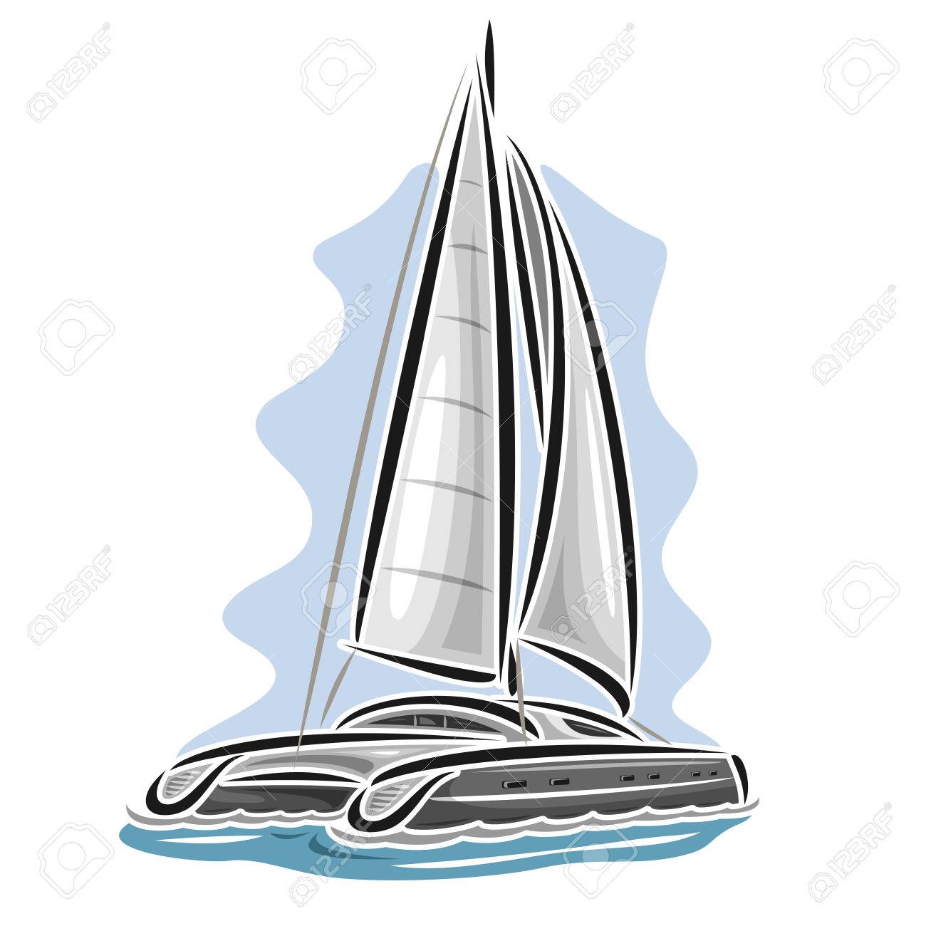 1300x1300 Vector Logo Sailing Catamaran, Sailboat, Sailer, Sloop, Ship