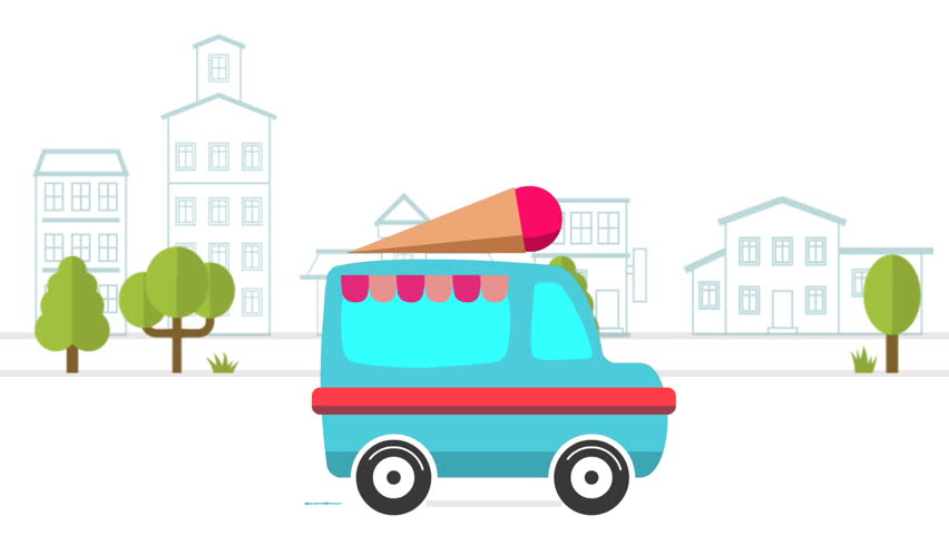 852x480 Cartoon School Bus Picks Students Up At School House. Stock