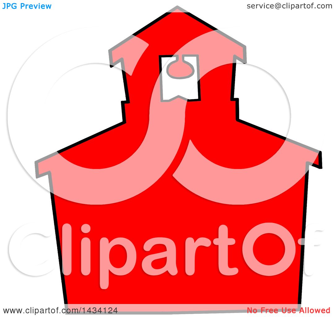1080x1024 Clipart Of A Cartoon Silhouetted Red School House With A Black