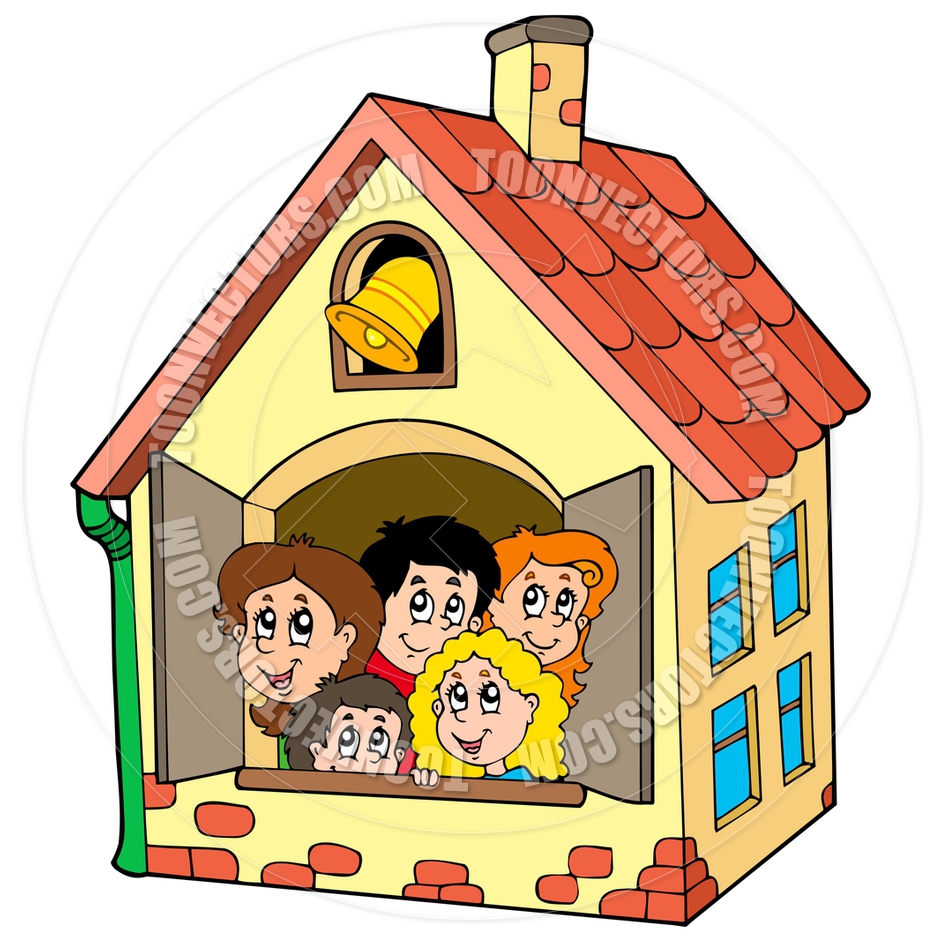 940x940 Cartoon School Building With Kids By Clairev Toon Vectors Eps