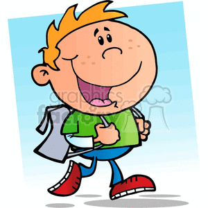 300x300 Royalty Free Cartoon Boy Going Back To School 383330 Vector Clip