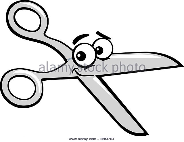 640x493 Cartoon Illustration Funny Scissors Black And White Stock Photos