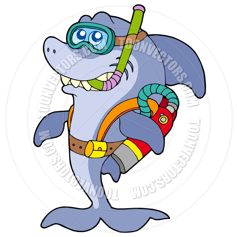940x940 Cartoon Shark Scuba Diver By Clairev Toon Vectors Eps