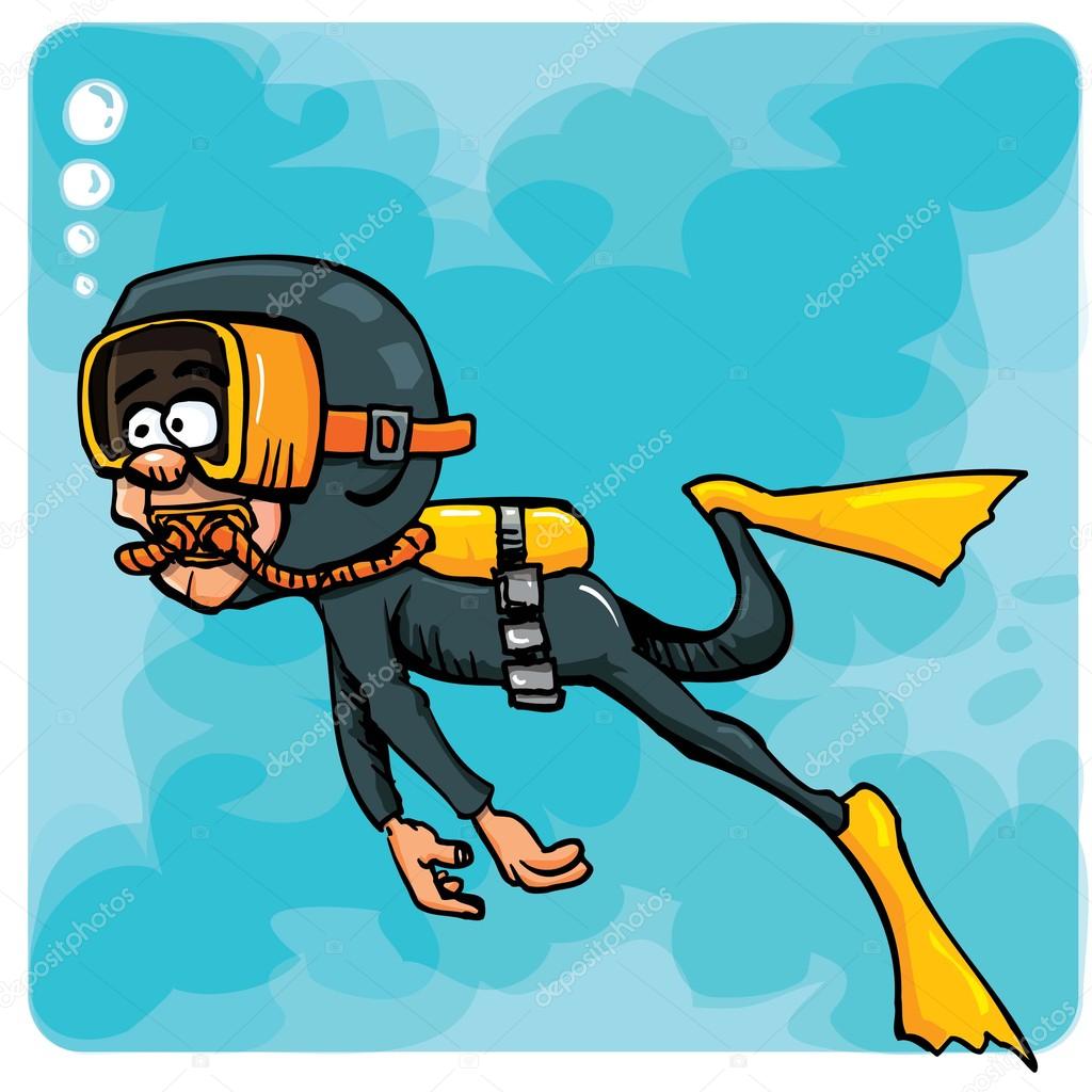 1024x1024 Cartoon Diver Swimming Underwater Stock Vector Antonbrand